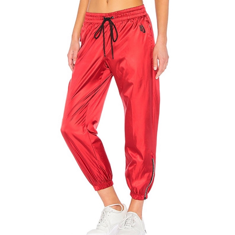 NIKE LAB NRG Satin Track Pant in Red and Black